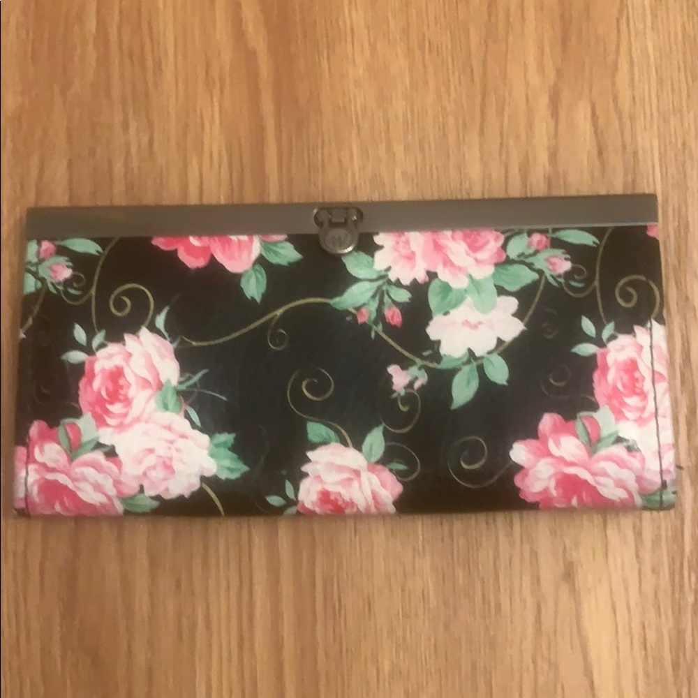 Black floral clutch/wallet